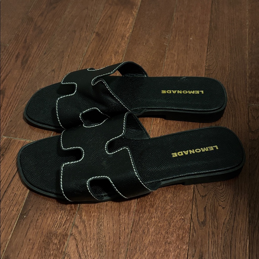 Lemonade Black Women's H Cut Slide Sandals Size: 6 - Picture 2 of 4